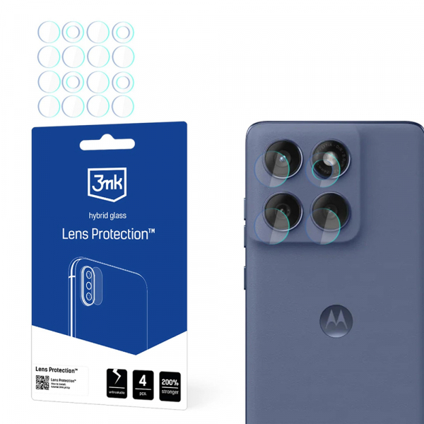 Folie de protectie Camera Spate 3MK Protection pentru Motorola Edge 60 Fusion, Sticla Flexibila, Set 4 bucati, Transparenta