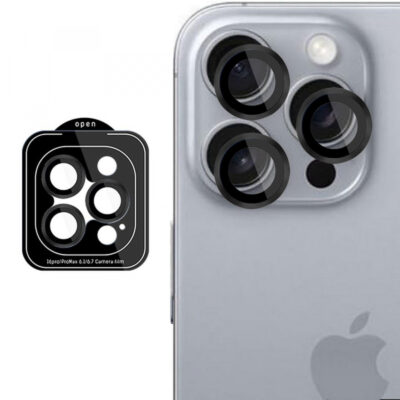 Folie de protectie Camera Spate 3MK Protection Pro pentru Apple iPhone 16 Pro Max / 16 Pro, Sticla Securizata, Neagra
