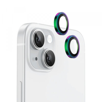 Folie de protectie Camera Spate Blueo Metal Frame pentru Apple iPhone 15 Plus / 15, Sticla Securizata, Multicolor