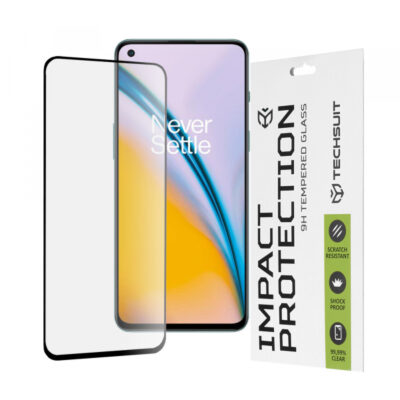 Folie de protectie Ecran Techsuit pentru OnePlus Nord 2T / Nord CE 5G / Nord 2 5G, Sticla Securizata, Full Glue, 111D, Neagra