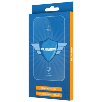 Folie de protectie Ecran Blue Shield pentru Motorola Moto G35, Sticla Securizata, Full Glue, Case Friendly, Neagra