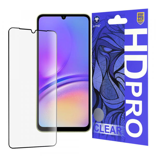 Folie de protectie Ecran Lito HD Pro Clear pentru Samsung Galaxy A05 A055, Sticla Securizata, Full Glue, Neagra