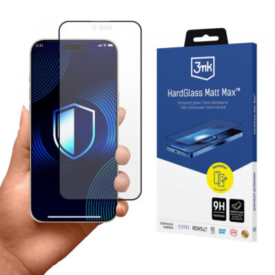 Folie de protectie Ecran Matte 3MK HardGlass Max pentru Apple iPhone 17 Air, Sticla Securizata, Full Glue, Neagra