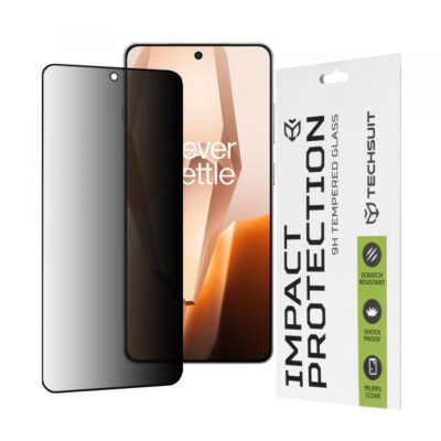 Folie de protectie Ecran Privacy Techsuit pentru OnePlus 13R, Sticla Securizata, Full Glue, 111D
