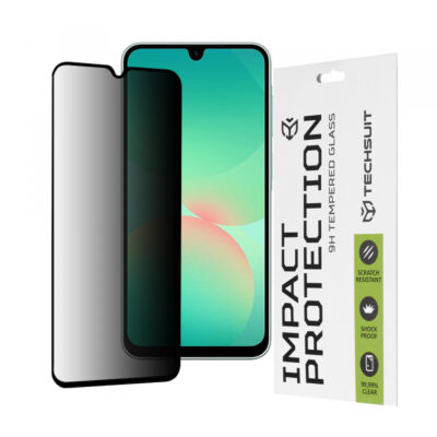 Folie de protectie Ecran Privacy Techsuit pentru Samsung Galaxy A26 A266, Sticla Securizata, Full Glue, 111D
