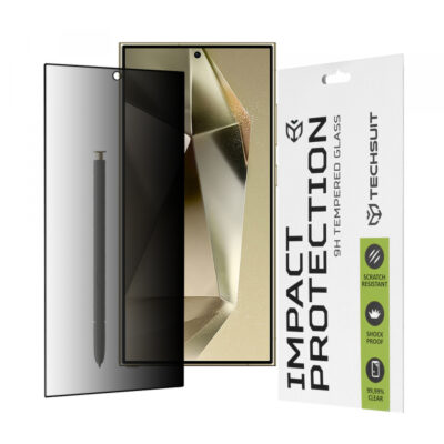 Folie de protectie Ecran Privacy Techsuit pentru Samsung Galaxy S24 Ultra S928, Sticla Securizata, Full Glue, 111D