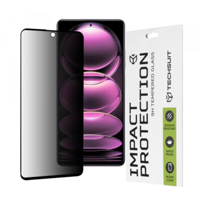 Folie de protectie Ecran Privacy Techsuit pentru Xiaomi Poco X5 Pro / Redmi Note 12 Pro 5G / Note 12 Pro+, Sticla Securizata, Full Glue, 111D