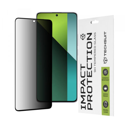 Folie de protectie Ecran Privacy Techsuit pentru Xiaomi Poco X6 / Redmi Note 13 Pro 5G, Sticla Securizata, Full Glue, 111D