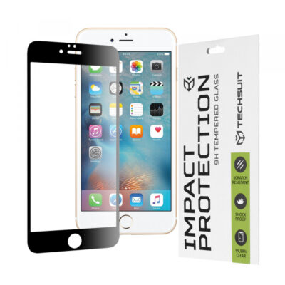 Folie de protectie Ecran Techsuit pentru Apple iPhone 6s Plus / 6 Plus, Sticla Securizata, Full Glue, 111D, Neagra