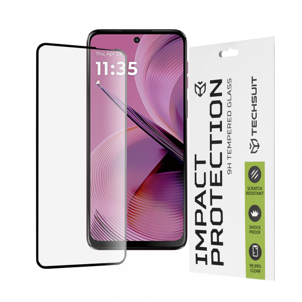 Folie de protectie Ecran Techsuit pentru Motorola Moto G55, Sticla Securizata, Full Glue, 111D, Neagra