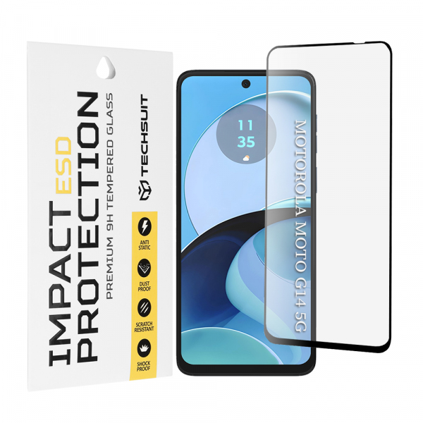 Folie de protectie Ecran Techsuit pentru Motorola Moto G64 / G54 Power Edition / G14 / G54, Sticla Securizata, Full Glue, Neagra