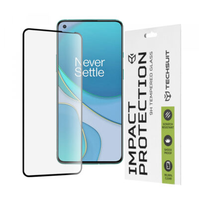 Folie de protectie Ecran Techsuit pentru OnePlus 8T, Sticla Securizata, Full Glue, 111D, Neagra