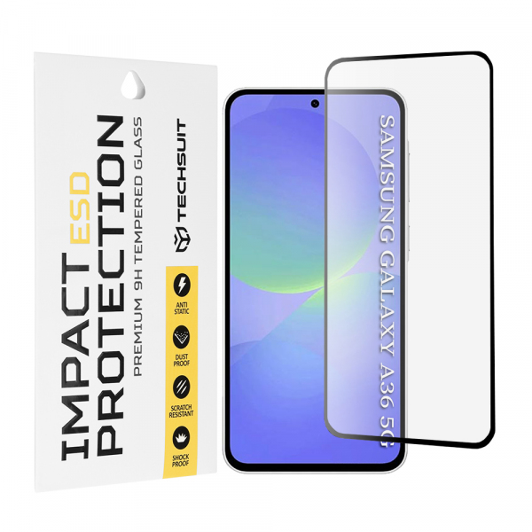 Folie de protectie Ecran Techsuit pentru Samsung Galaxy A56 A566 / A36 A366, Sticla Securizata, Full Glue, Neagra
