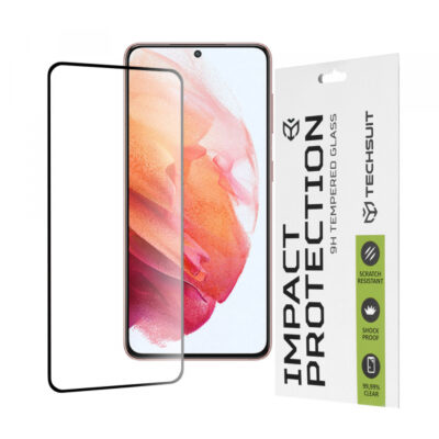 Folie de protectie Ecran Techsuit pentru Samsung Galaxy S21 5G G991, Sticla Securizata, Full Glue, 111D, Neagra