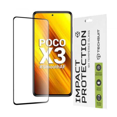 Folie de protectie Ecran Techsuit pentru Xiaomi Poco X3 Pro / X3 NFC / X3, Sticla Securizata, Full Glue, 111D, Neagra