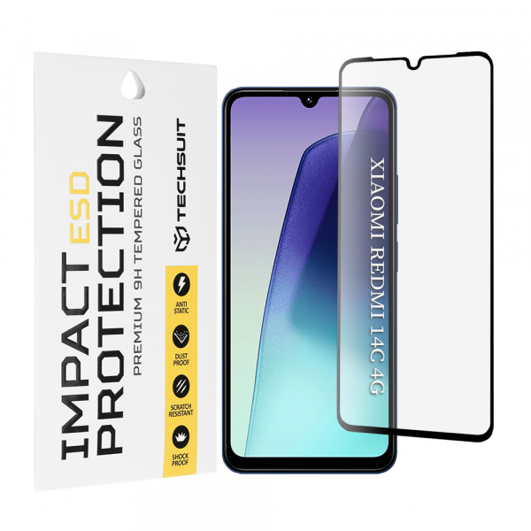 Folie de protectie Ecran Techsuit pentru Xiaomi Redmi A5 4G (Regional) / 14C / Poco C75, Sticla Securizata, Full Glue, Neagra