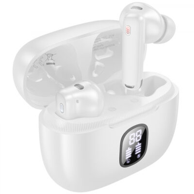 Handsfree Bluetooth Borofone FQ7 Treasure, TWS, ANC, MultiPoint, Alb