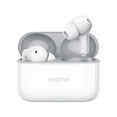 Handsfree Bluetooth Realme Buds T200, TWS, ANC, MultiPoint, Alb