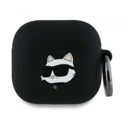 Husa Karl Lagerfeld 3D Choupette’s Head pentru Apple AirPods 4, Neagra