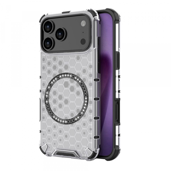 Husa MagSafe pentru Apple iPhone 17 Pro, Techsuit, HoneyComb Shield, Alba