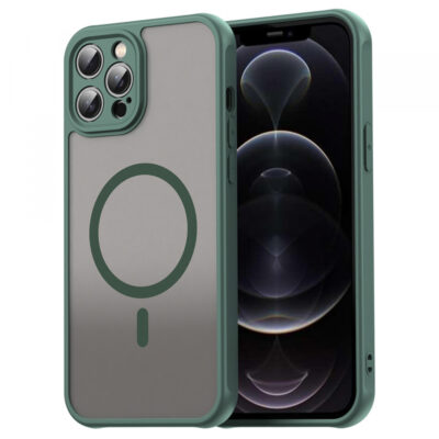 Husa MagSafe pentru Apple iPhone 12 Pro Max, Techsuit, HaloFrost II, Verde