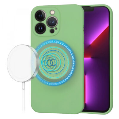 Husa MagSafe pentru Apple iPhone 13 Pro, Techsuit, SoftFlex, Verde Deschis