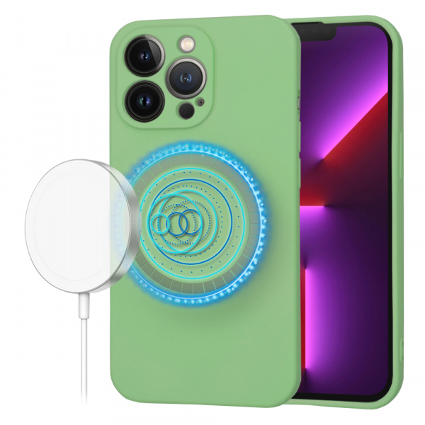 Husa MagSafe pentru Apple iPhone 13 Pro, Techsuit, SoftFlex, Verde Deschis