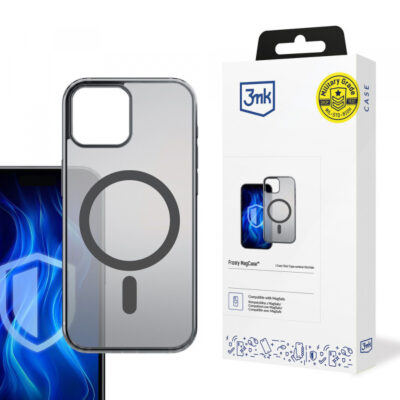 Husa MagSafe pentru Apple iPhone 15, 3MK, Frosty MagCase, Neagra Satinata