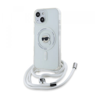 Husa MagSafe pentru Apple iPhone 15, Karl Lagerfeld, IML Crossbody Karl’s Head, Transparenta