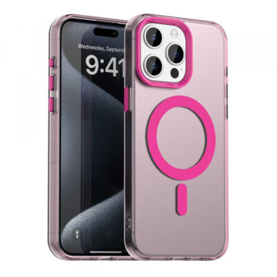 Husa MagSafe pentru Apple iPhone 15 Pro Max, Techsuit, CandyCase, Roz