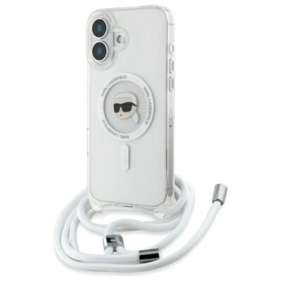 Husa MagSafe pentru Apple iPhone 16, Karl Lagerfeld, IML Crossbody Karl’s Head, Transparenta