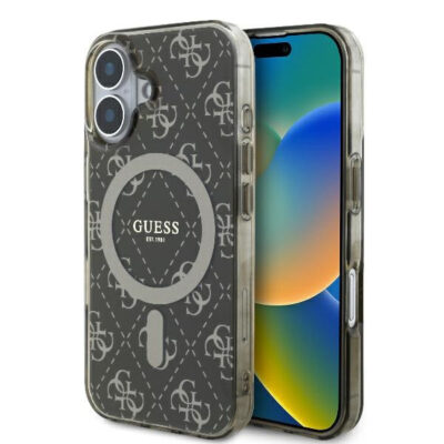 Husa MagSafe pentru Apple iPhone 16 Plus, Guess, IML 4G Background, Maro