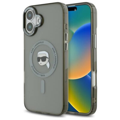 Husa MagSafe pentru Apple iPhone 16 Plus, Karl Lagerfeld, IML Karl’s Head, Neagra