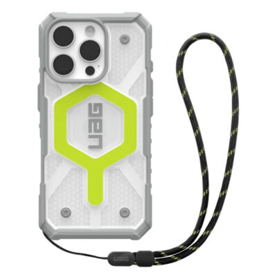 Husa MagSafe pentru Apple iPhone 16 Pro Max, Urban Armor Gear, Pathfinder Clear with Lanyard, Verde