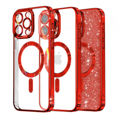 Husa MagSafe pentru Apple iPhone 16 Pro, Techsuit, Luxury Glitter, Rosie