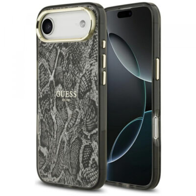 Husa MagSafe pentru Apple iPhone 17 Air, Guess, Python Pattern, Neagra