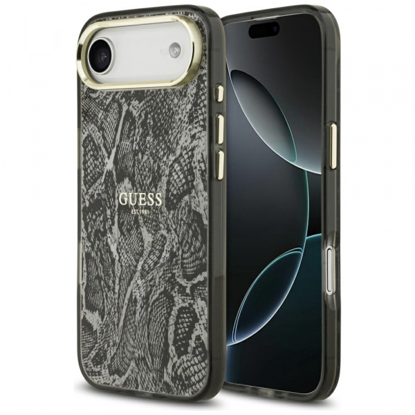 Husa MagSafe pentru Apple iPhone 17 Air, Guess, Python Pattern, Neagra