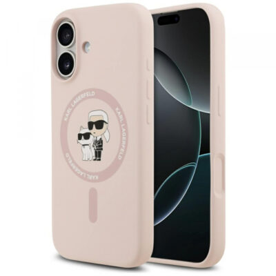 Husa MagSafe pentru Apple iPhone 17, Karl Lagerfeld, Ring Karl & Choupette, Roz