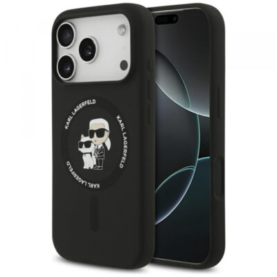 Husa MagSafe pentru Apple iPhone 17 Pro, Karl Lagerfeld, Ring Karl & Choupette, Neagra
