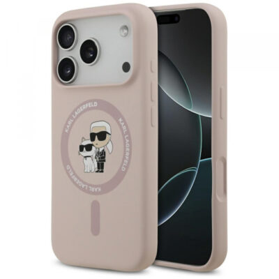 Husa MagSafe pentru Apple iPhone 17 Pro, Karl Lagerfeld, Ring Karl & Choupette, Roz