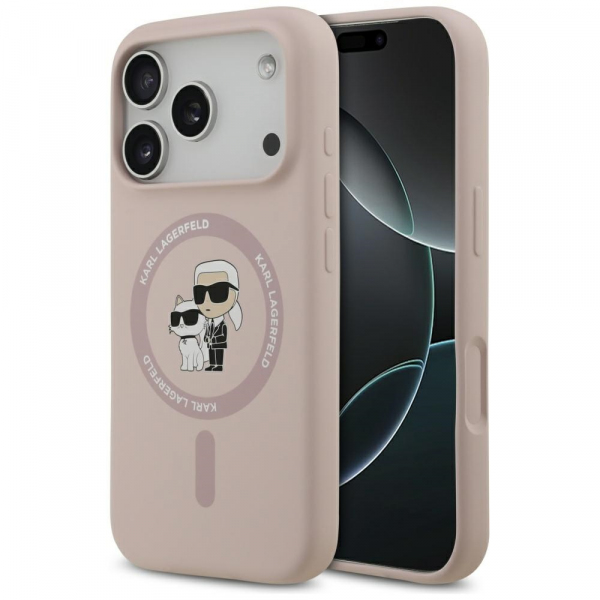 Husa MagSafe pentru Apple iPhone 17 Pro, Karl Lagerfeld, Ring Karl & Choupette, Roz