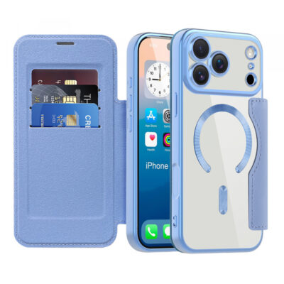 Husa MagSafe pentru Apple iPhone 17 Pro, Techsuit, SmartMag Book, Bleu