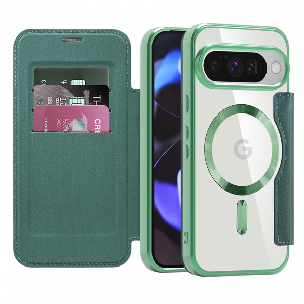 Husa MagSafe pentru Google Pixel 10 Pro / 10, Techsuit, SmartMag Book, Verde