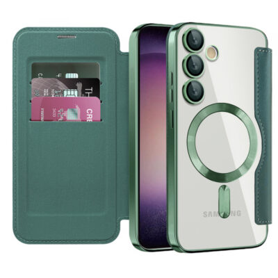 Husa MagSafe pentru Samsung Galaxy S23+ S916, Techsuit, SmartMag Book, Verde
