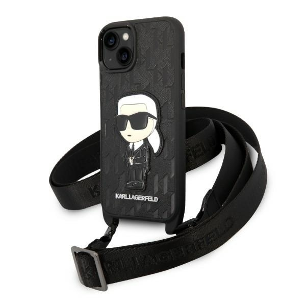 Husa pentru Apple iPhone 14 Plus, Karl Lagerfeld, Monogram Ikonik Karl, Alba