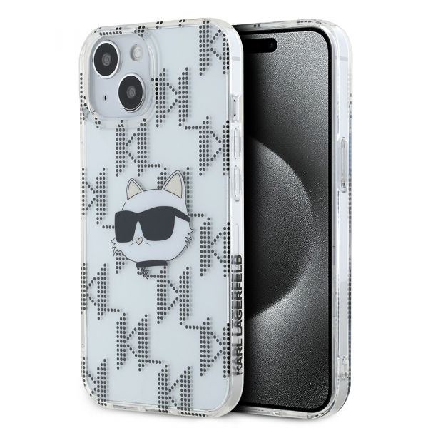 Husa pentru Apple iPhone 15, Karl Lagerfeld, IML Electroplated Choupette Head, Transparenta