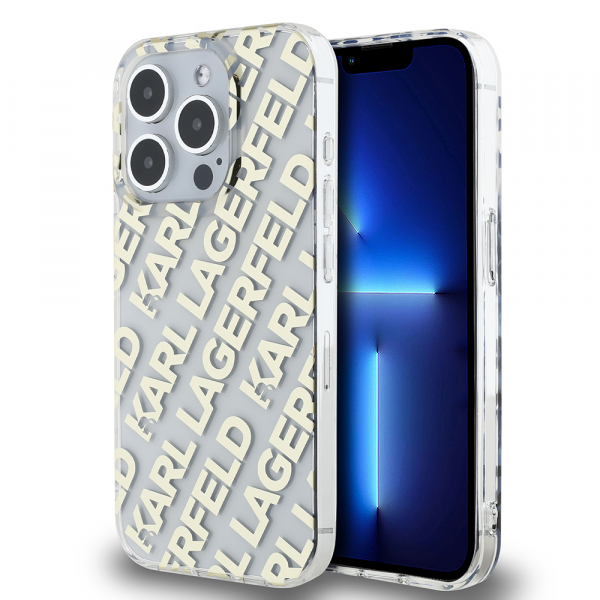 Husa pentru Apple iPhone 15 Pro, Karl Lagerfeld, IML Electroplated Repeated Logo, Aurie