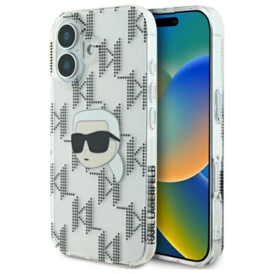 Husa pentru Apple iPhone 16, Karl Lagerfeld, IML Luxury Electroplated Karl’s Head, Transparenta