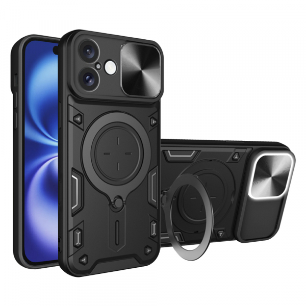 Husa pentru Apple iPhone 16, Techsuit, CamGuard Pro, Neagra