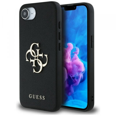Husa pentru Apple iPhone 17e / 16e, Guess, 4G Grained Big and Classic Logo, Neagra
